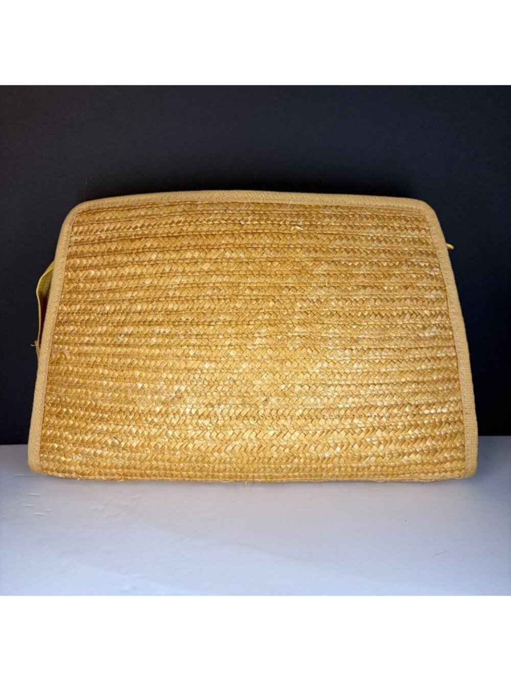 Vintage Brown Woven Handbag Clutch Cosmetic Bag Made in Italy Rectangle Boho